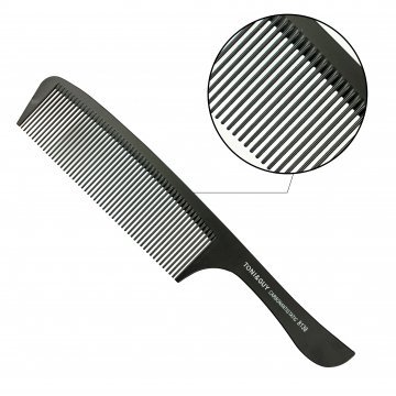Гребень Carbon T&G черный с ручкой 8138